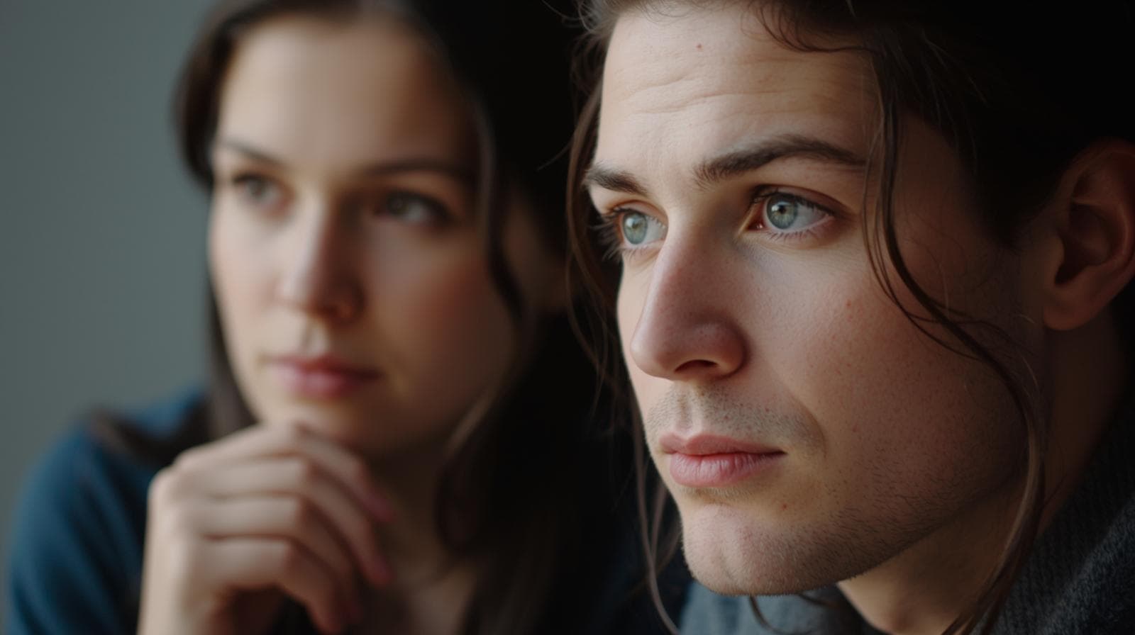 Problemy, czyli urojenia umysłu_ postać meżczyzny i kobiety . realen zdjecie .30 latkowie piekni